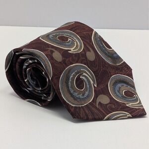 VTG Zylos George Machado Burgundy Swirl 100% Italian Silk Men's Tie 55.75x4"